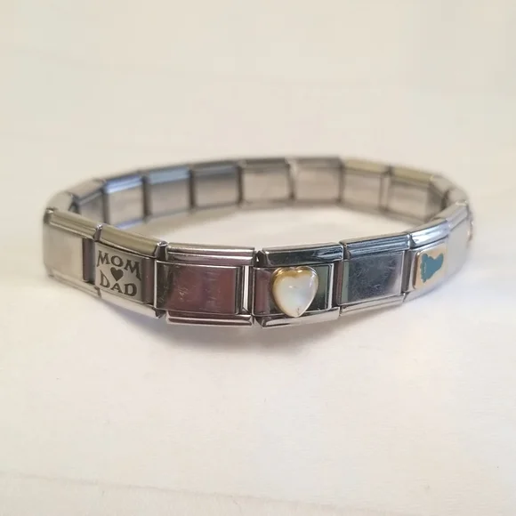 Zoppini Jewelry Vintage 8k Gold Charm Slide Bracelet Mom Dad